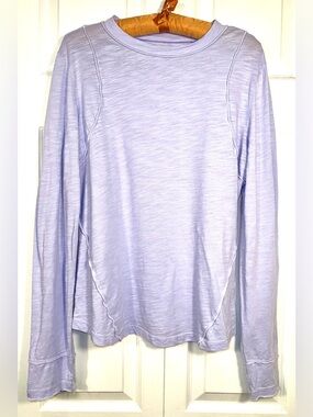 Pilcro By Anthropology Light Lavender Long-Sleeve Women's Top - Crewneck Shirt